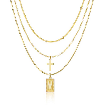 3pc Letter Cross Necklace Set