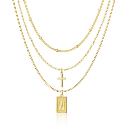 3pc Letter Cross Necklace Set