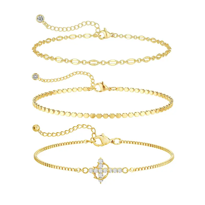 3pc Crown Cross Bracelet Set