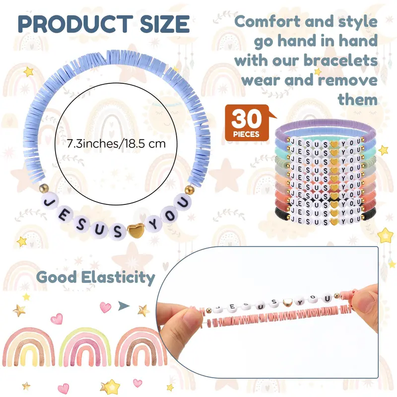 30 Pcs Jesus Loves You Bracelets