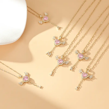 14k Angel Initial Necklace