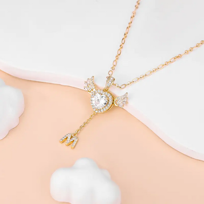 14k Angel Initial Necklace