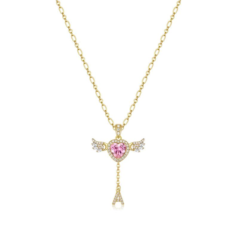14k Angel Initial Necklace