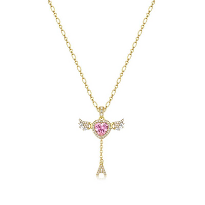 14k Angel Initial Necklace