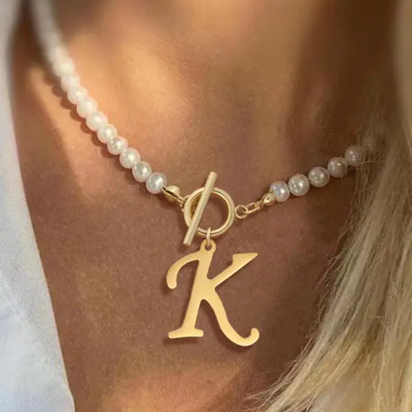 Pearl Initial Toggle Necklace