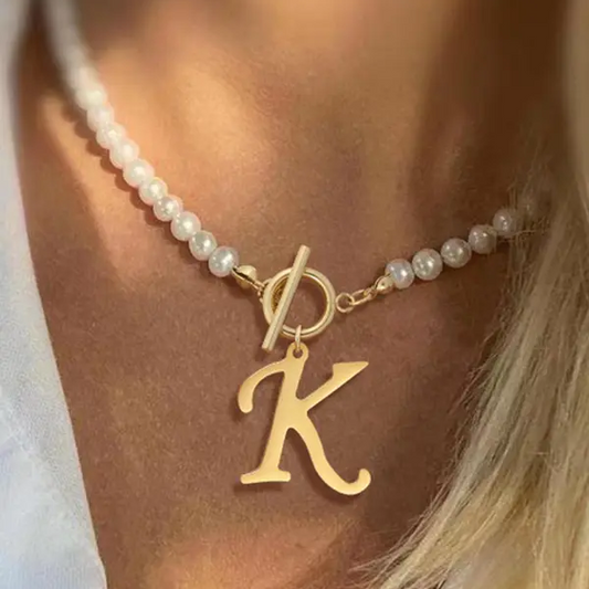 Pearl Initial Toggle Necklace