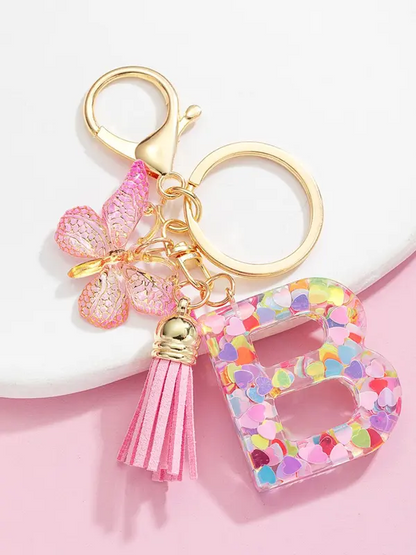 Letter and Butterfly Keychain