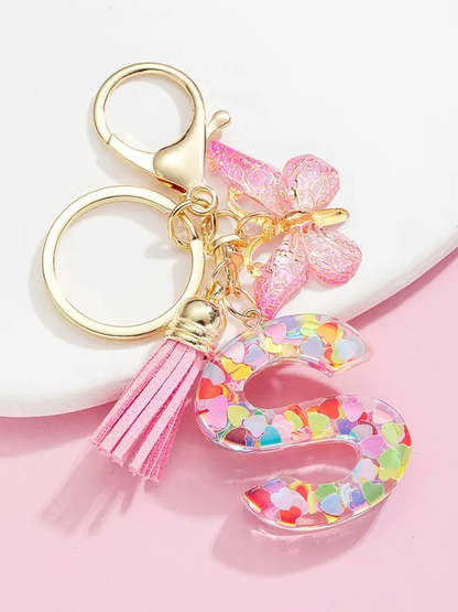 Letter and Butterfly Keychain
