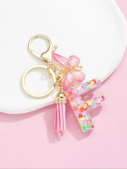 Letter and Butterfly Keychain