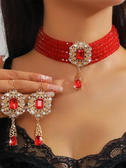Elegant Crystal Decorated Jewelry Set