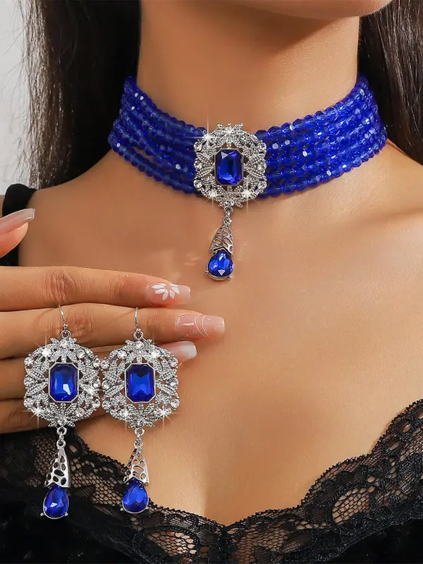 Elegant Crystal Decorated Jewelry Set
