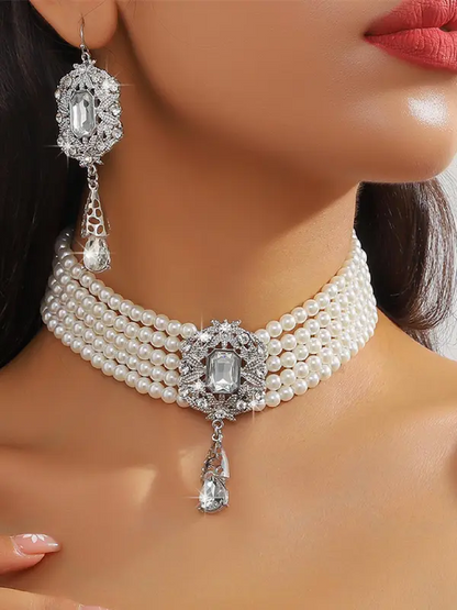 Elegant Crystal Decorated Jewelry Set
