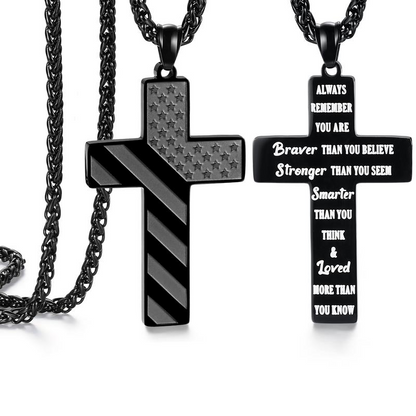 Flag Cross Verse Necklace