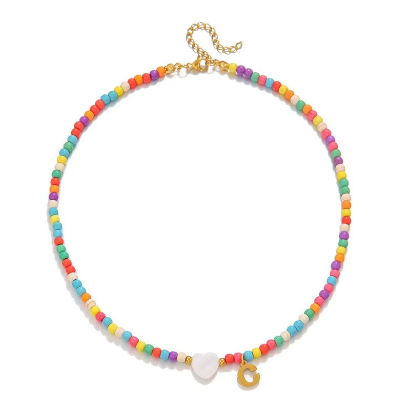 Colorful Initial Heart Necklace