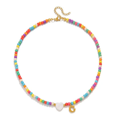 Colorful Initial Heart Necklace