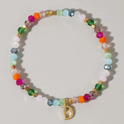 Rainbow Beaded Initial Bracelet