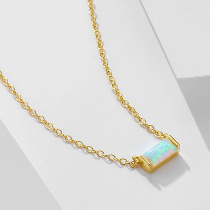 Minimal Baguette Square Birthstone Necklace