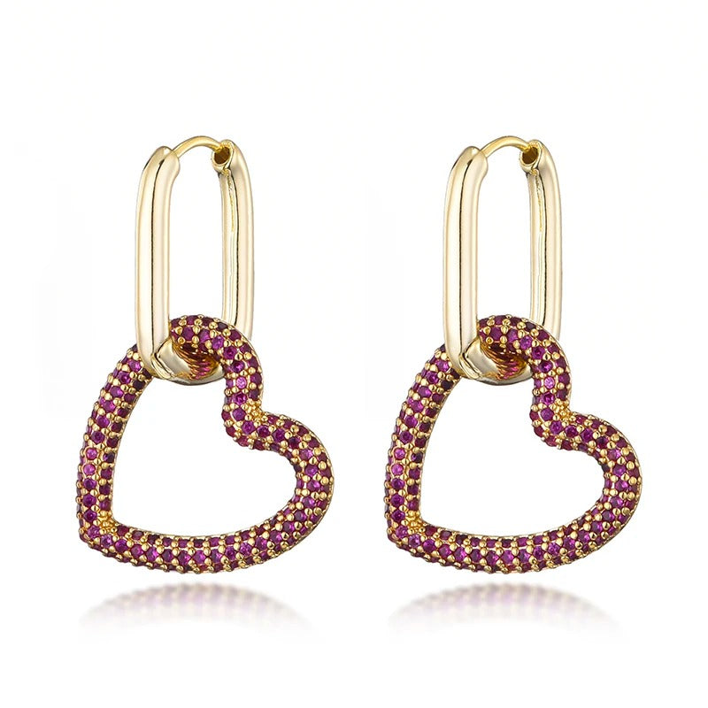 Geometric Hearts Hoop Earrings