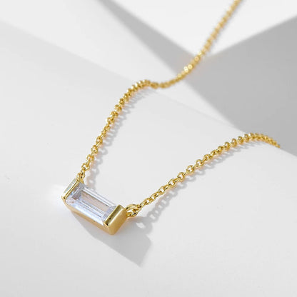 Minimal Baguette Square Birthstone Necklace