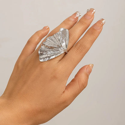Dainty Pleated Leaf Ring