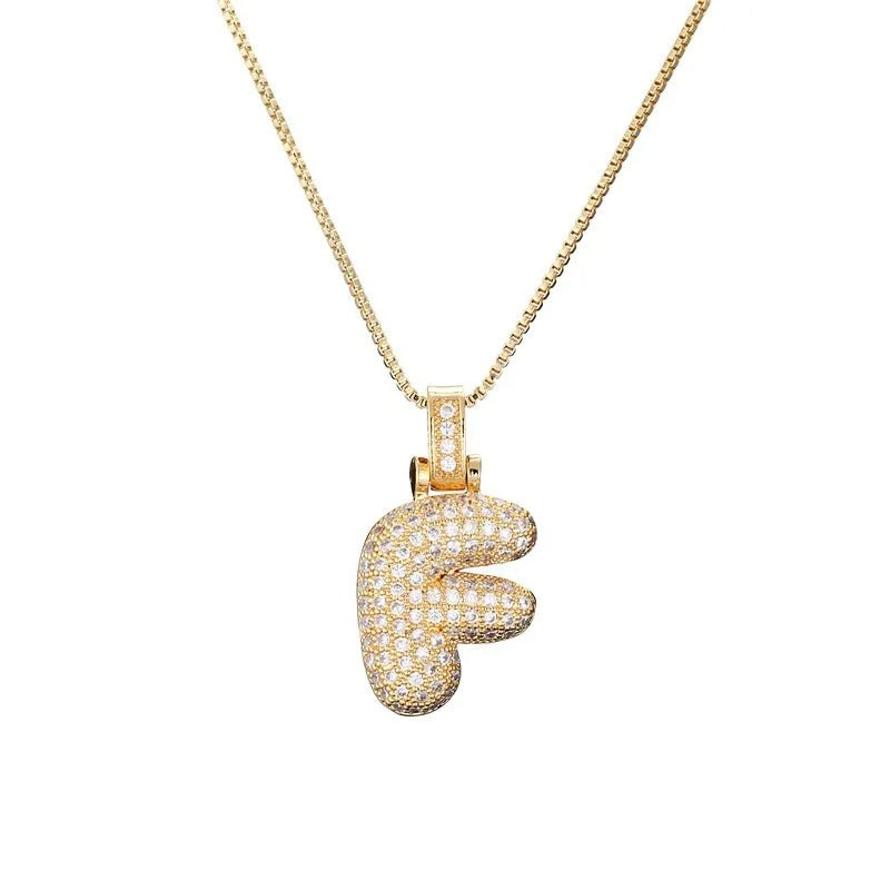 Diamond Bubble Initial Necklace
