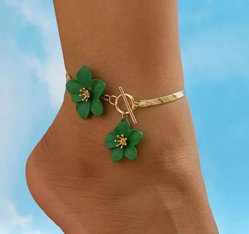 Elegant Twin Flower Anklet