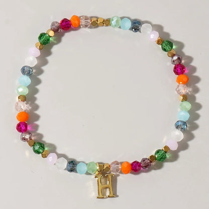 Rainbow Beaded Initial Bracelet