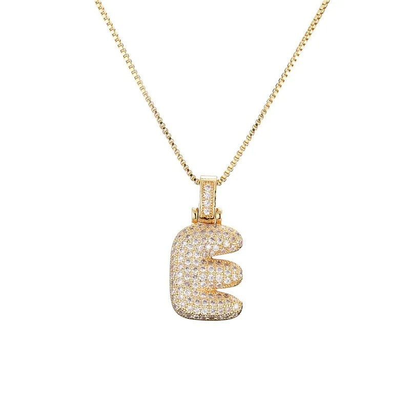 Diamond Bubble Initial Necklace