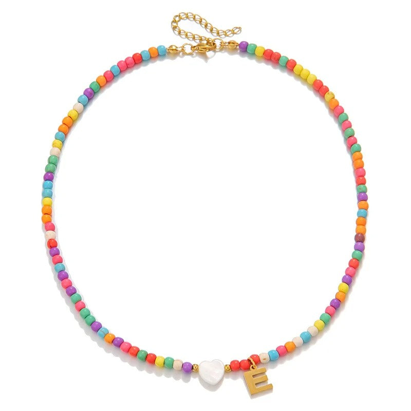 Colorful Initial Heart Necklace