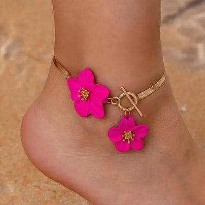Elegant Twin Flower Anklet