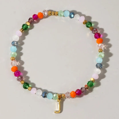 Rainbow Beaded Initial Bracelet