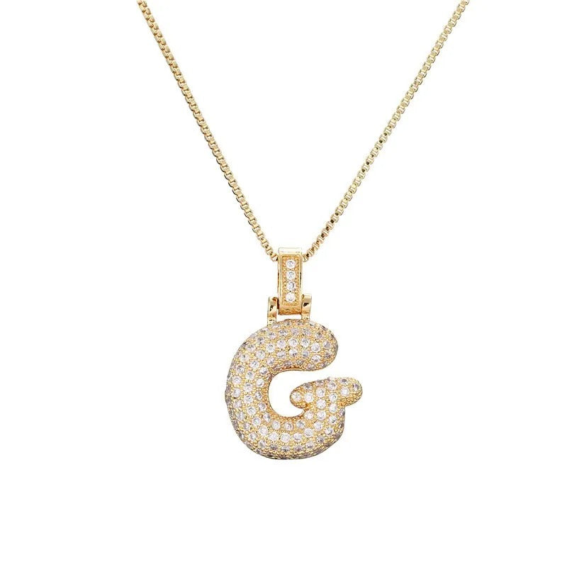 Diamond Bubble Initial Necklace