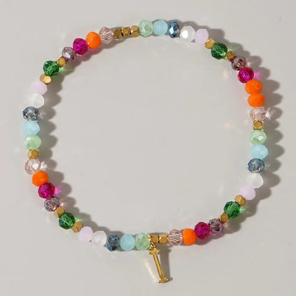 Rainbow Beaded Initial Bracelet