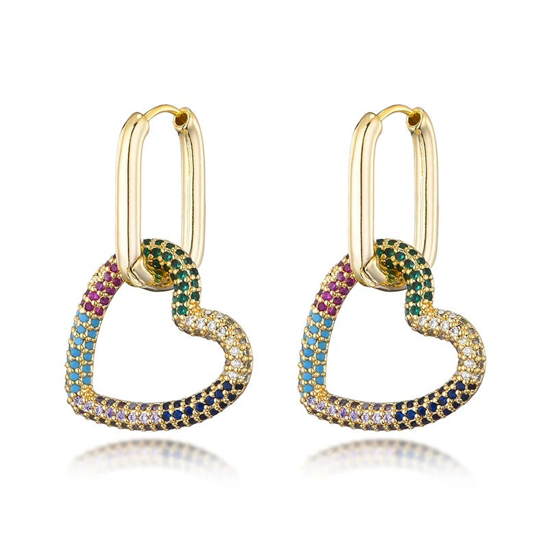 Geometric Hearts Hoop Earrings