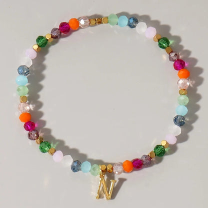Rainbow Beaded Initial Bracelet