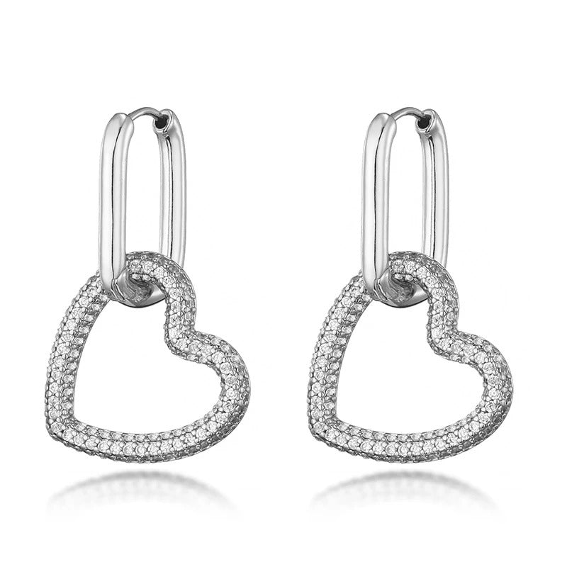 Geometric Hearts Hoop Earrings
