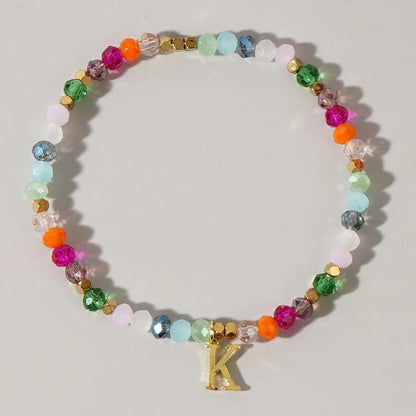 Rainbow Beaded Initial Bracelet