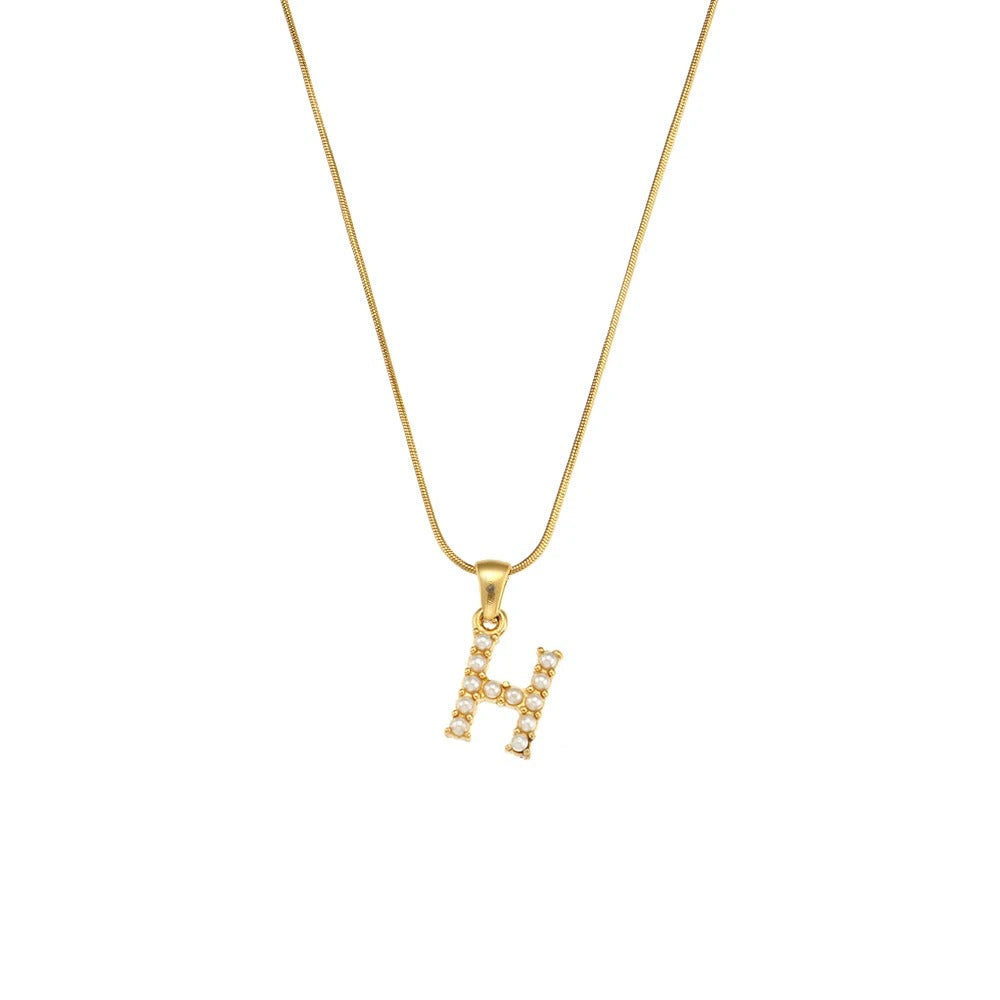 Pearl Letter Initial Necklace