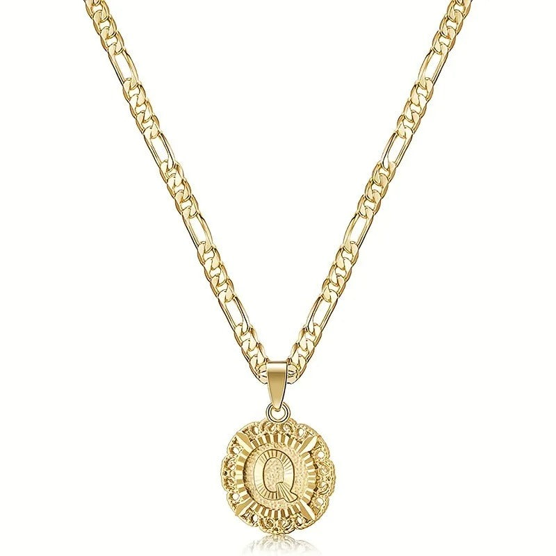 Round Letter Initial Necklace