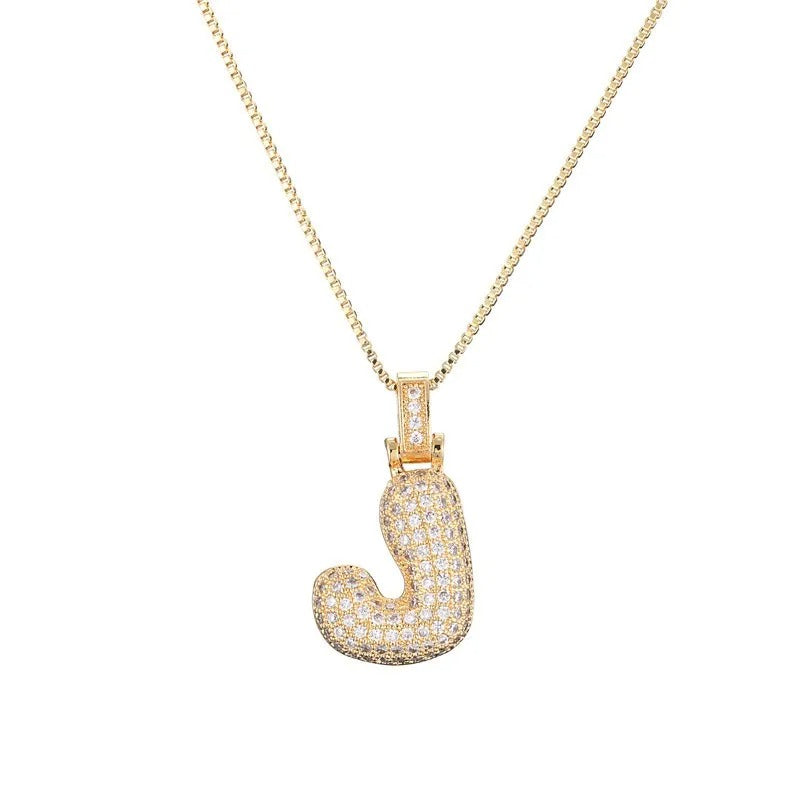 Diamond Bubble Initial Necklace