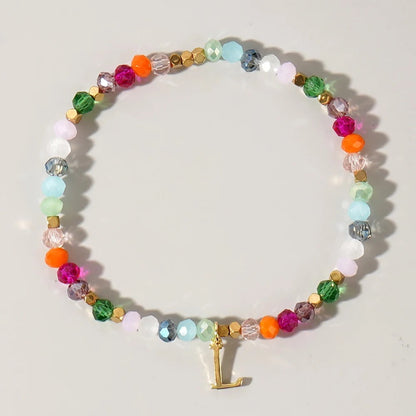 Rainbow Beaded Initial Bracelet