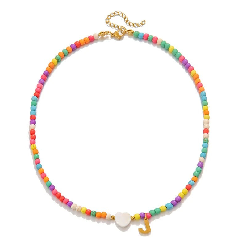 Colorful Initial Heart Necklace