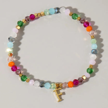 Rainbow Beaded Initial Bracelet