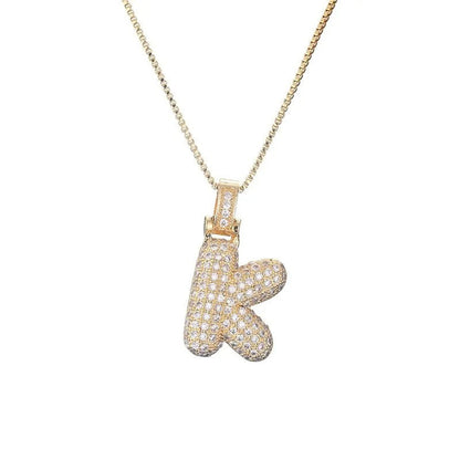 Diamond Bubble Initial Necklace