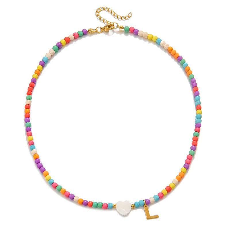 Colorful Initial Heart Necklace