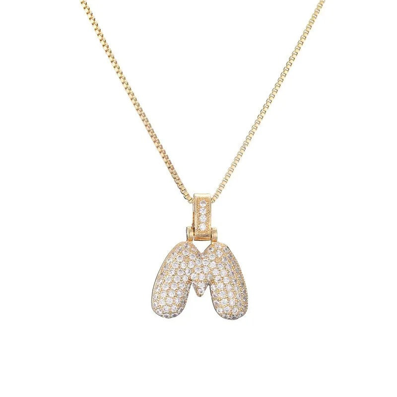 Diamond Bubble Initial Necklace