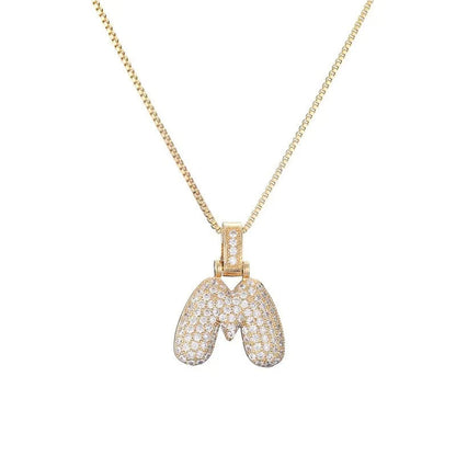 Diamond Bubble Initial Necklace