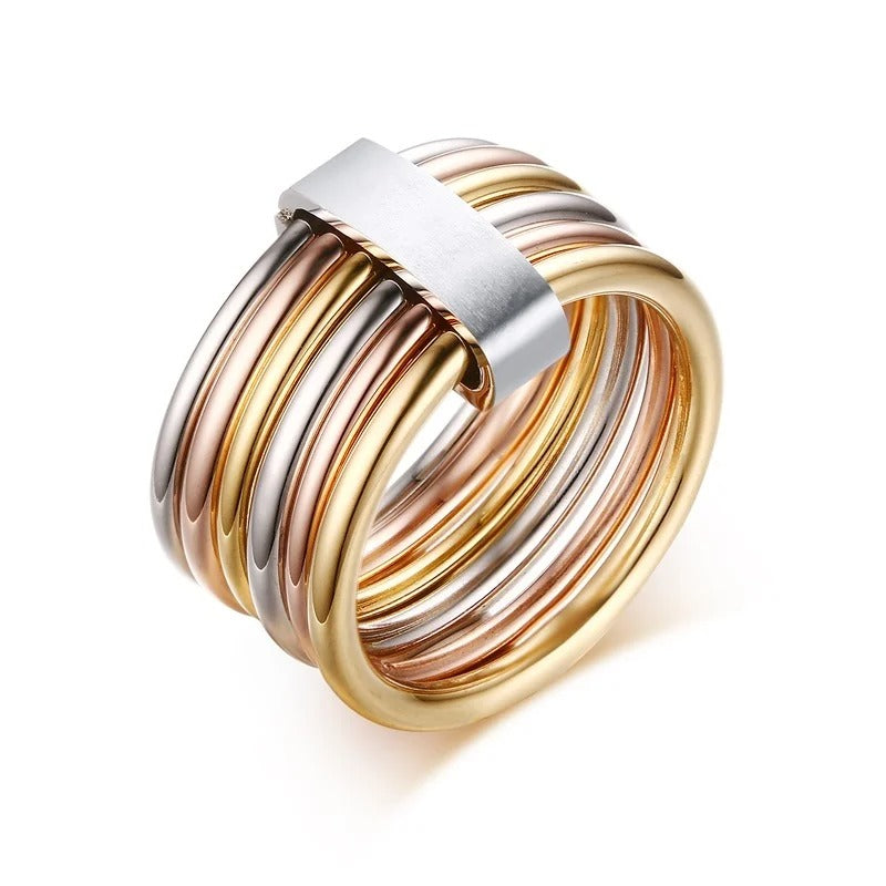 6pc Interlocked Stacked Ring