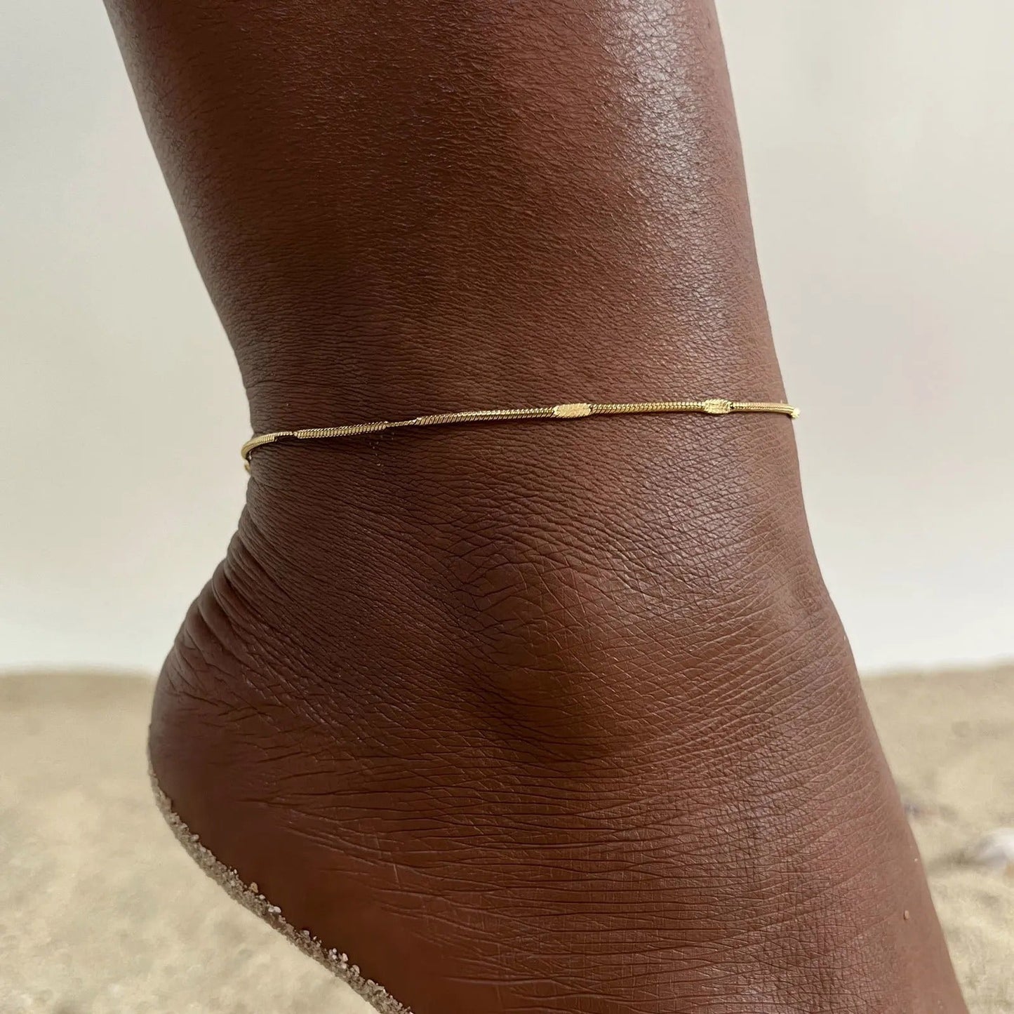 Dainty Squashed Snake Chain Anklet