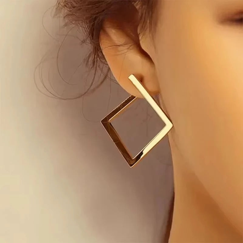 Minimal Square Geometric Earrings